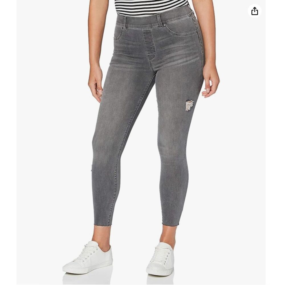 Spanx Womens Distressed Denim Skinny Pants Jeans Jeggings in Vintage Gray Small